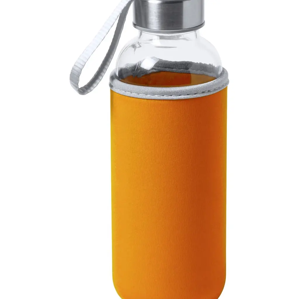 Steklenica za vodo 420ml Dokath s srajčko iz oranžnega neoprena-0