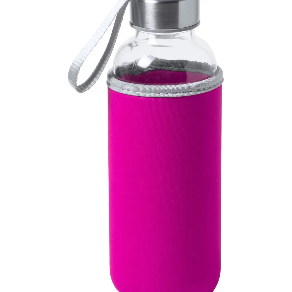 Steklenica za vodo 420ml Dokath s srajčko iz  pink neoprena-0