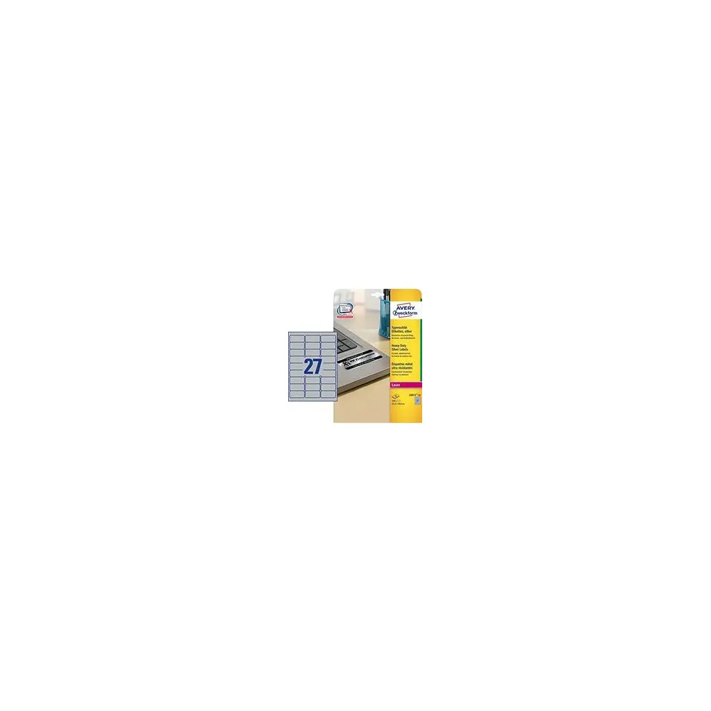 Etiketa laser/copy poliester  63,5x29,6 Zweckform L6011 vodoodporna 20/1 srebrna-1