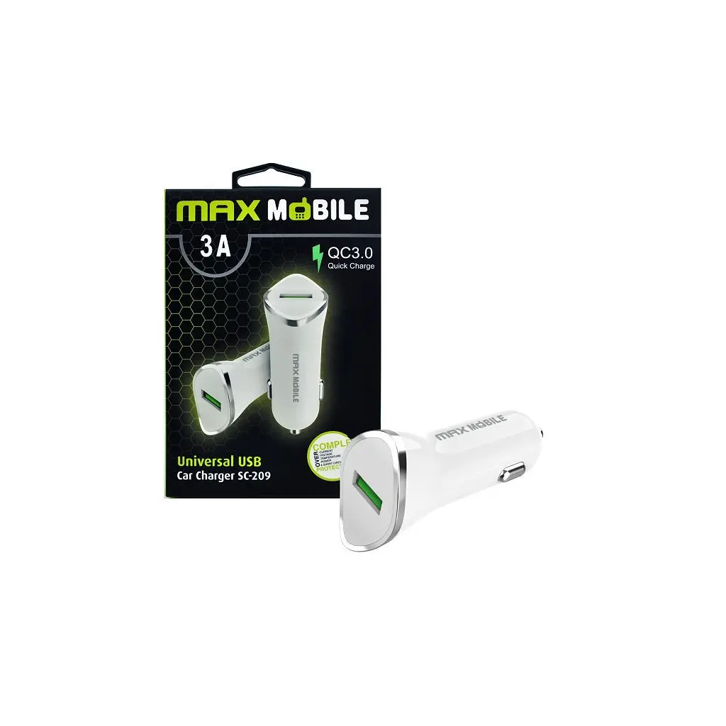 Adapter za napajanje MAXMOBILE SC-209 USB auto polnilec QC 3.0 18W 3A bel-0