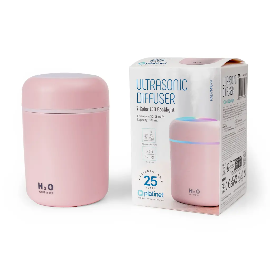 Vlažilec zraka PLATINET ultrasonic diffuser Flame M107 300 ml 2W - roza-1