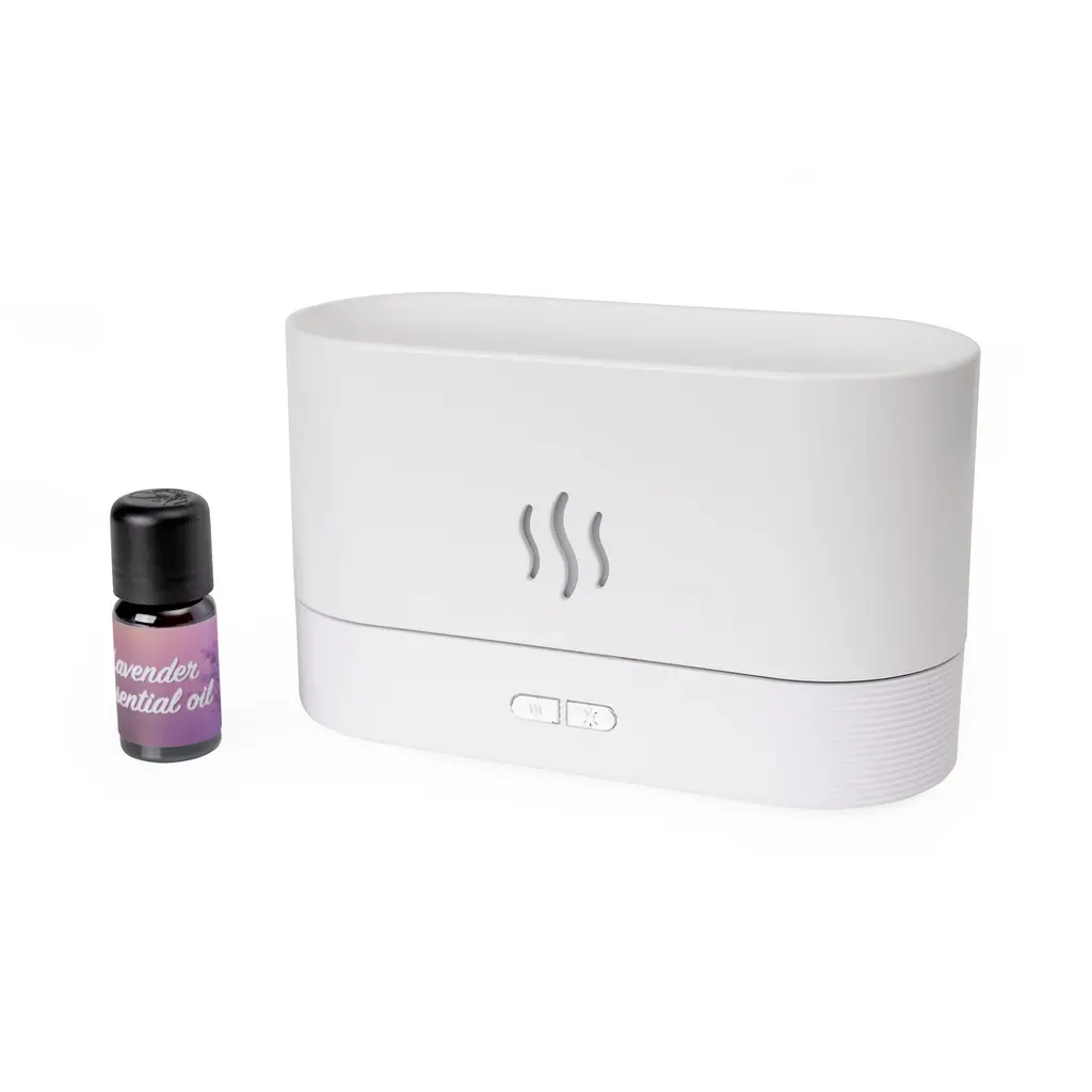 Vlažilnik zraka PLATINET ultrasonic diffuser Flame MF701 bel+ 10ml olje esenca lavande-0