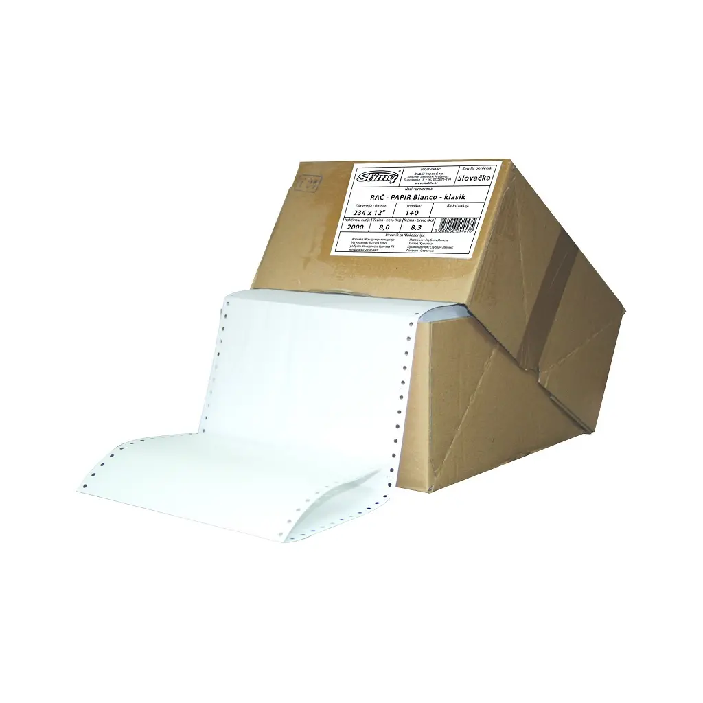 Papir računalniški 234x12 1+0 bianco Stimy 2000/1-0