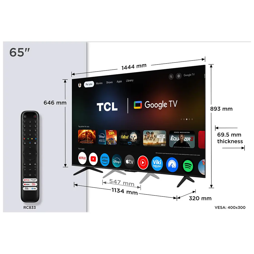 TV TCL 65P7K, QLED, 65", 165cm, UHD, Google TV-6