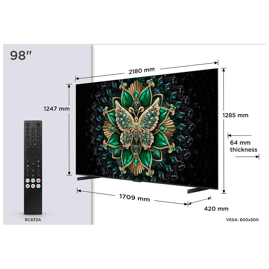 TV TCL 98C6K, MINI LED, 98", 249cm, UHD, Google TV-6