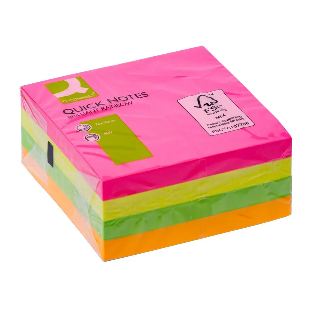 Lističi samolepilni  76x76mm 400 lista Q-Connect Brilliant mix KF10497-0