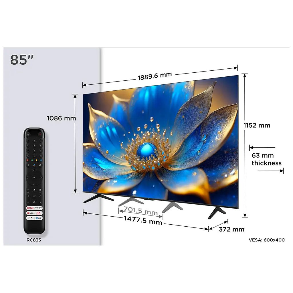 TV TCL 85P7K, QLED, 85", 216cm, UHD, Google TV-6