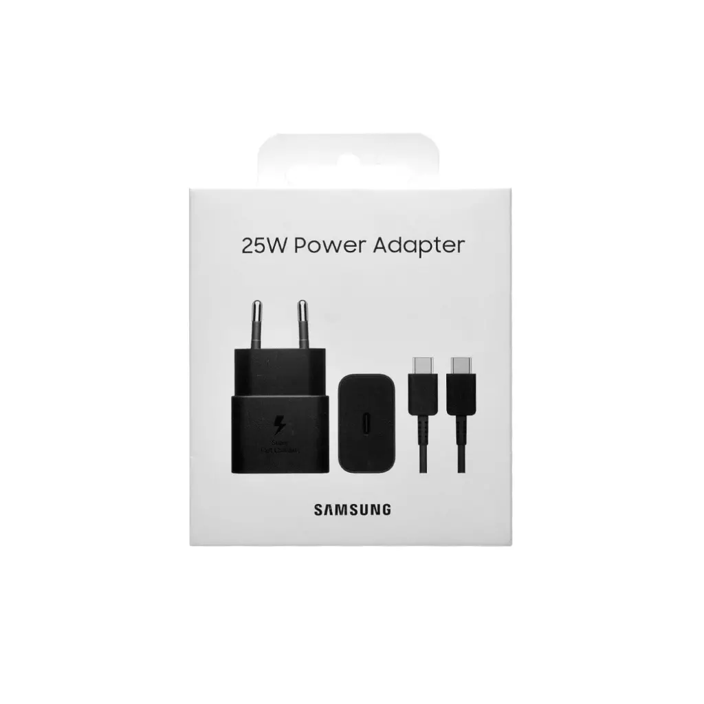 Adapter za napajanje SAMSUNG - kućni punjač USB Type-C 25W + USB-C kabel crni BLISTER-0