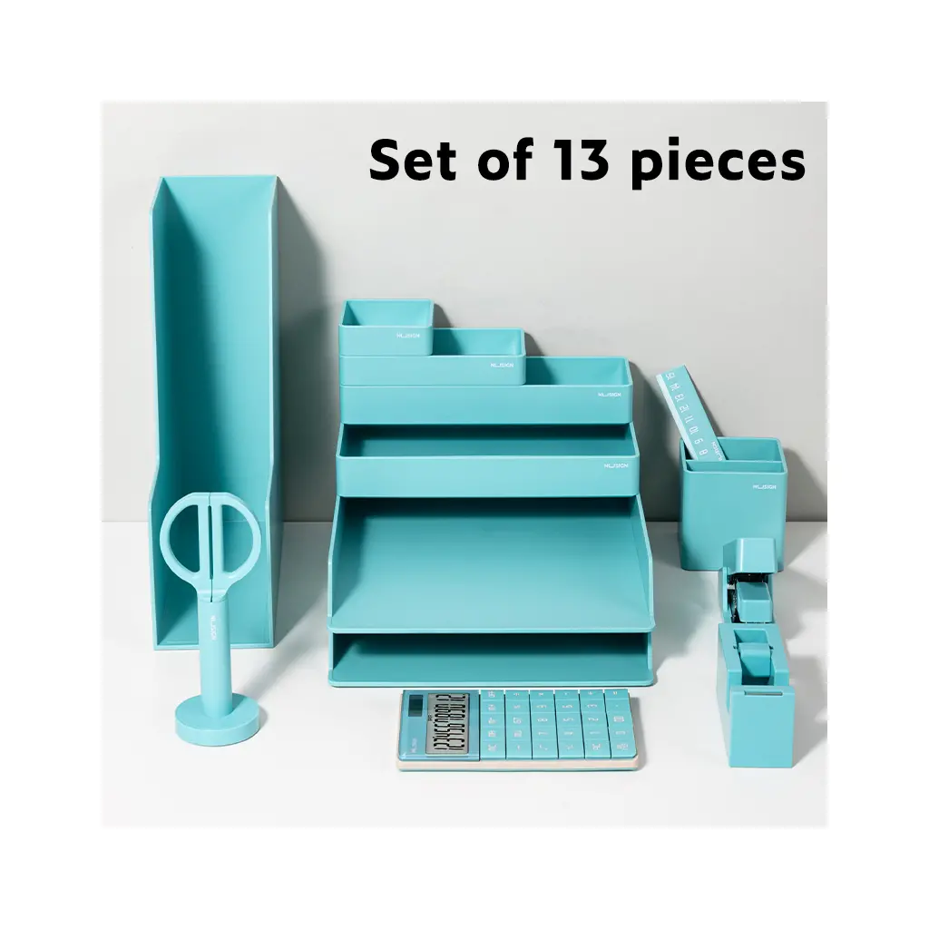 Pisaniški namizni set Nusign ENS003BL – 13-delni, moder-2