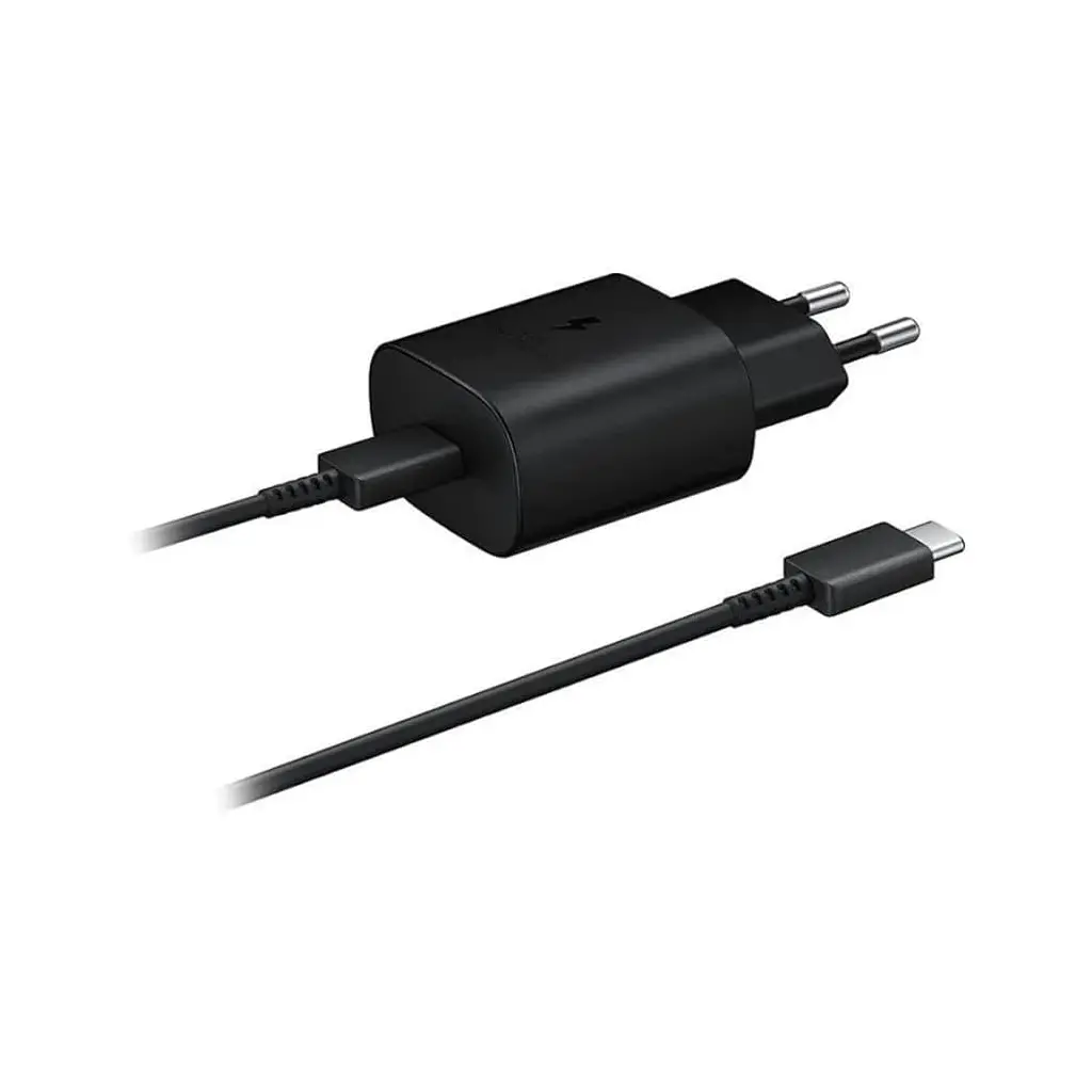 Adapter za napajanje SAMSUNG - hišni polnilec + kabel USB Type-C 25W hitri -črn BULK-1
