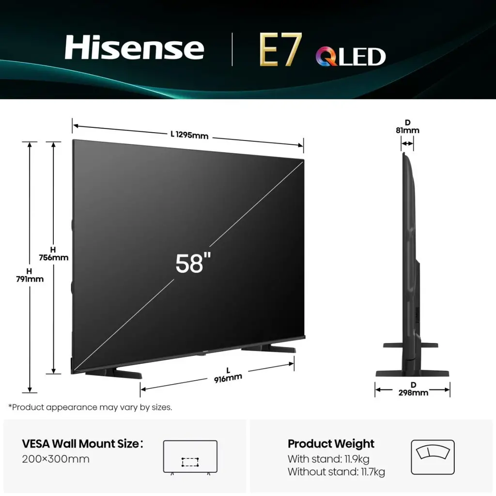 TV HISENSE 58E7Q, QLED, 58", 146cm, UHD, SMART-1