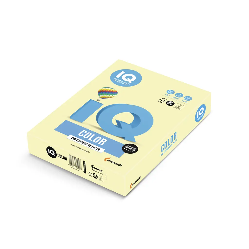 Papir fotokopirni color A4  80gr Mondi IQ pastel YE23 500/1 rumen-0