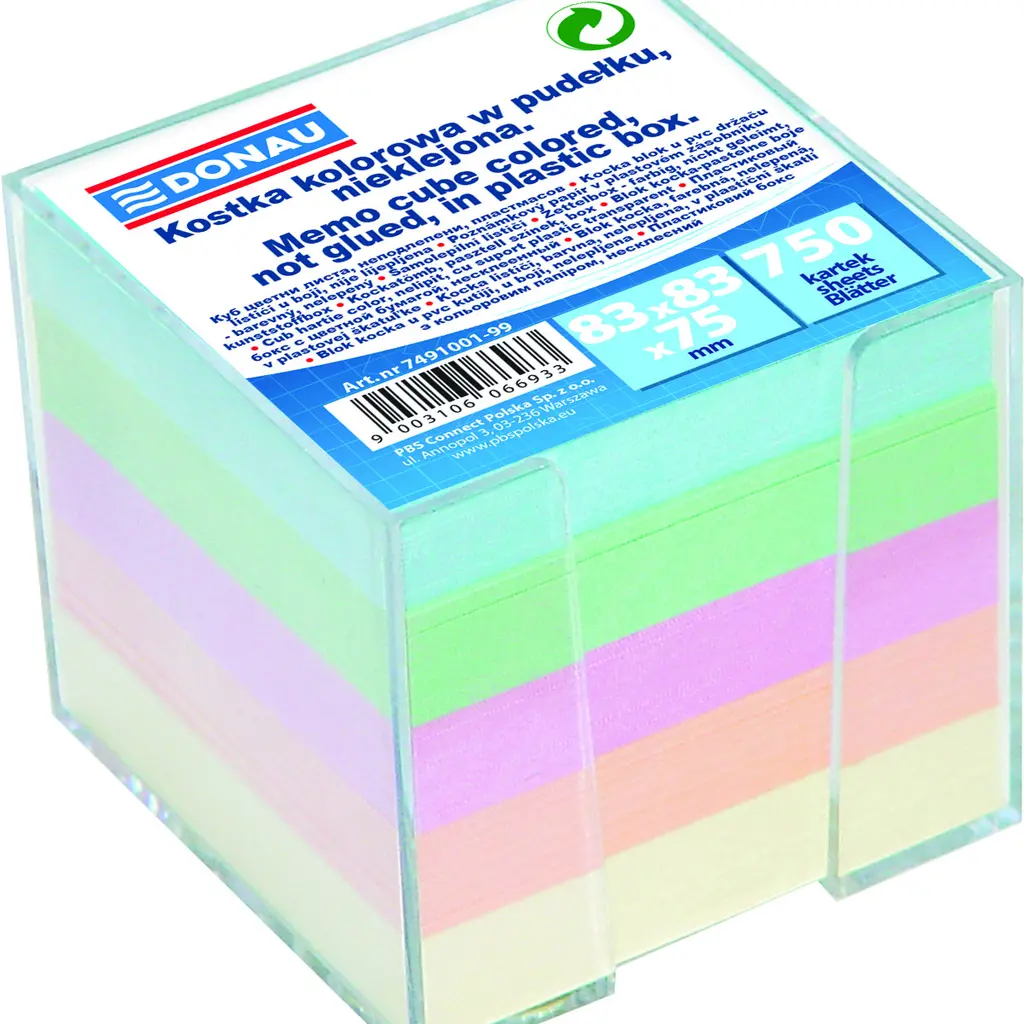 Kocka PVC s papirjem  9,2x9,2x8cm Donau 7491001-99 pastel papir-0