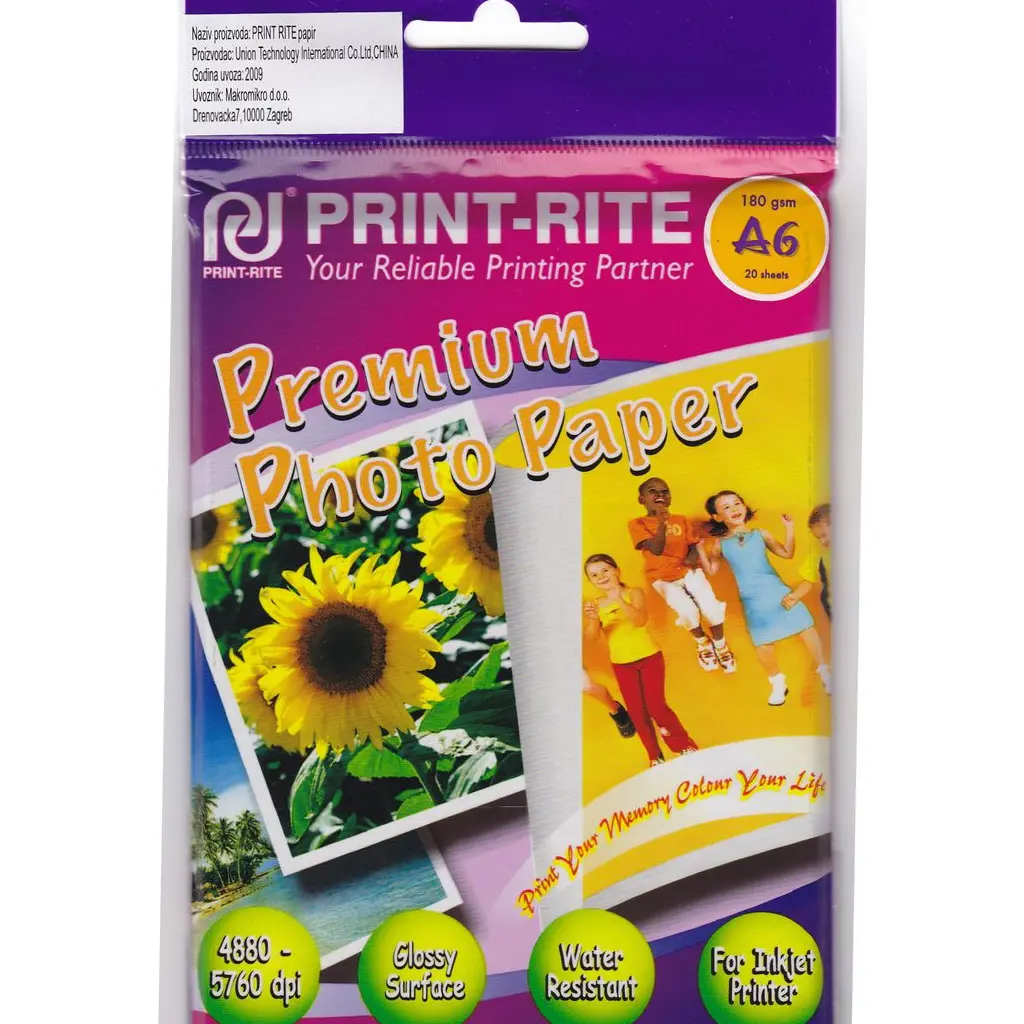 Papir PRINT RITE A6 180g/m2 Premium Photo Paper 20 listov-0