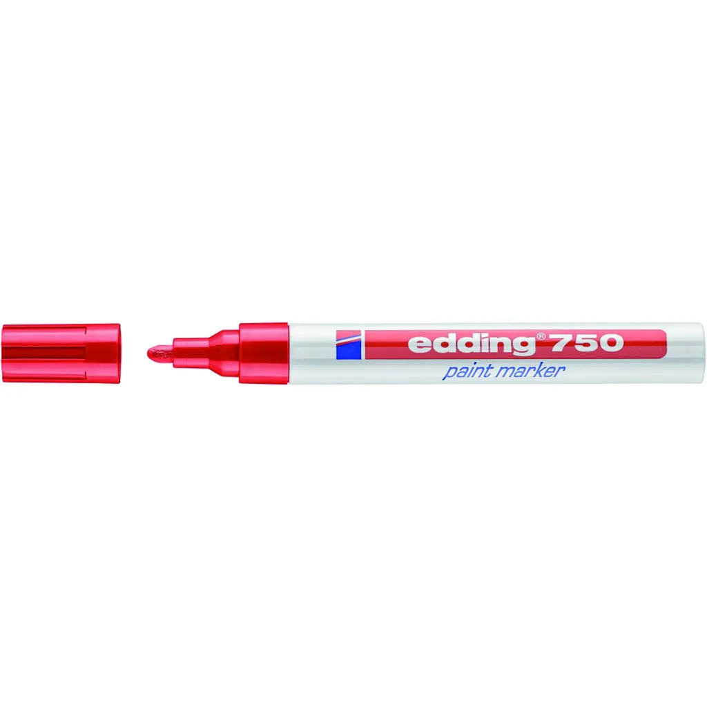 Marker permanentni lakirni 2-4mm Edding 750 okrogla konica rdeč-2