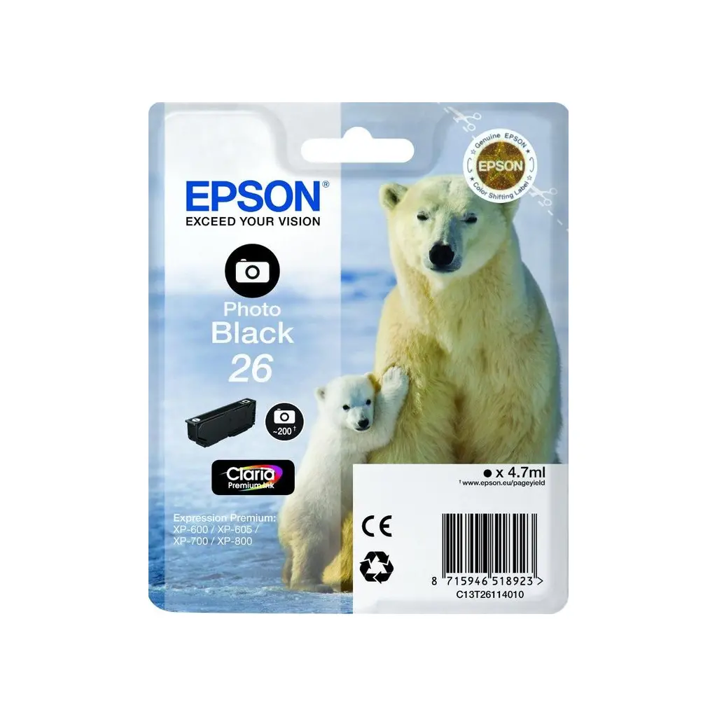 Črnilo EPSON T26114020 Photo-Black No.26 original-0