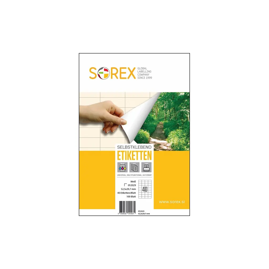 Etiketa laser/inkjet/copy  52,5x29,7 Sorex 100/1-1