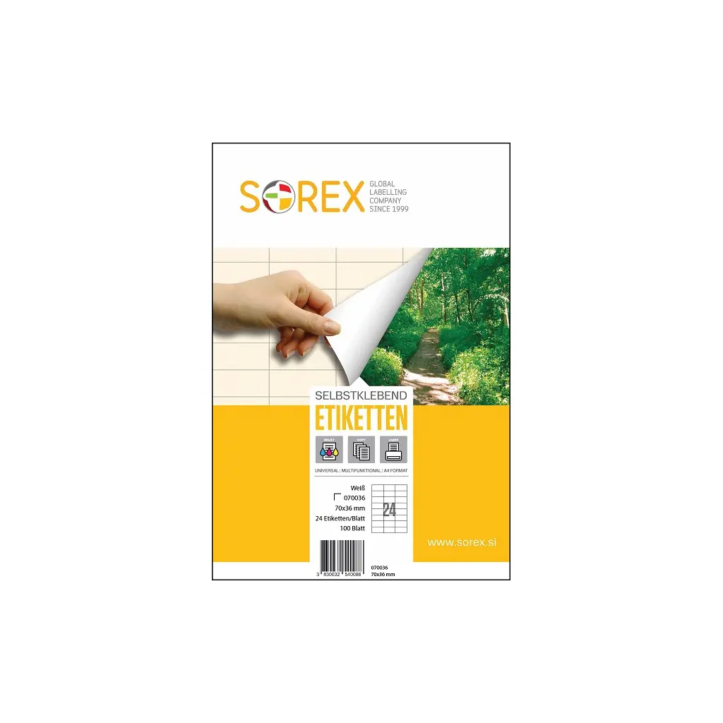 Etiketa laser/inkjet/copy  70,0x36,0 Sorex 100/1-1