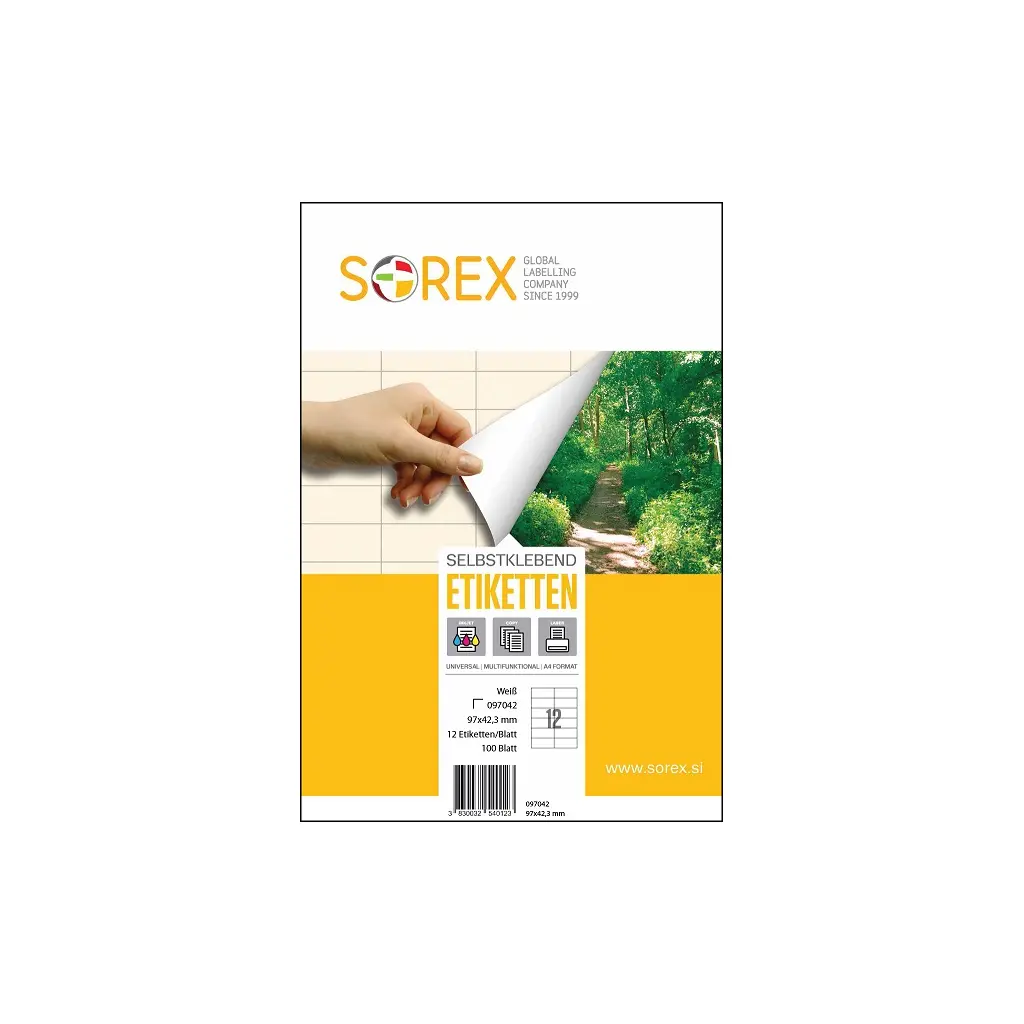 Etiketa laser/inkjet/copy  97,0x42,3 Sorex 100/1-1