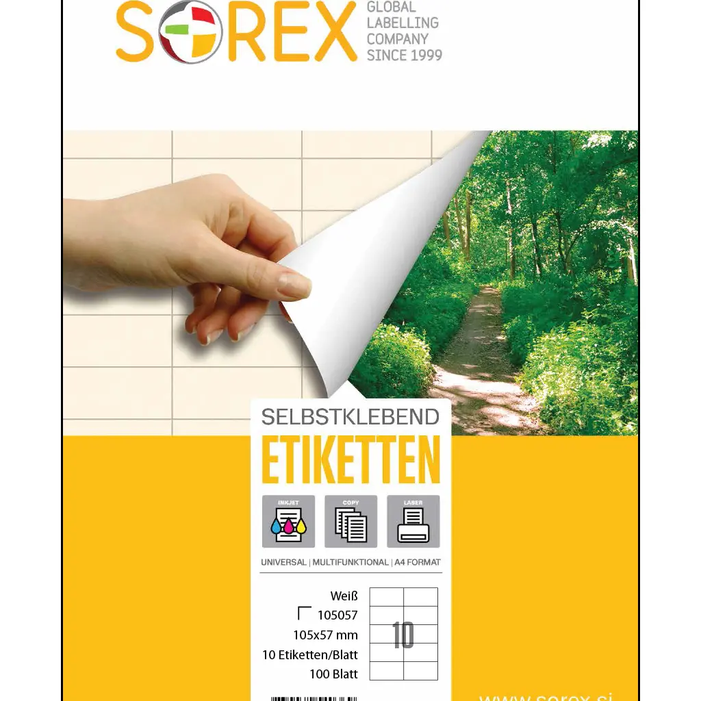Etiketa laser/inkjet/copy 105,0x 57,0 Sorex 100/1-0