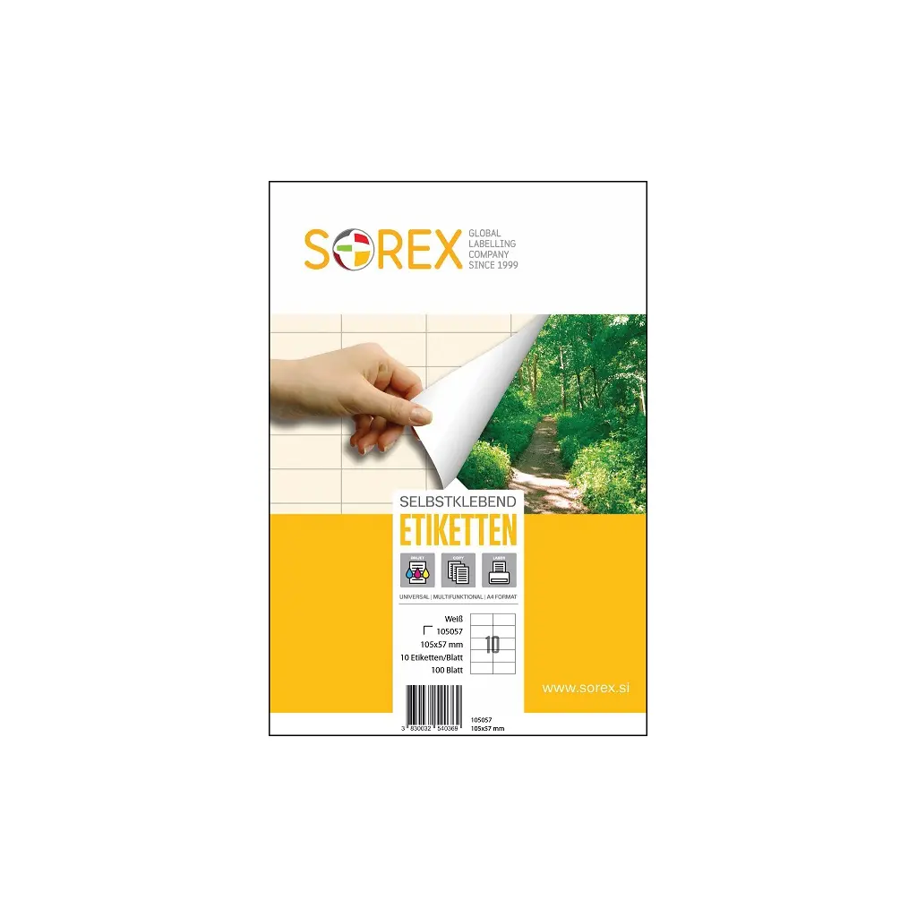 Etiketa laser/inkjet/copy 105,0x 57,0 Sorex 100/1-1