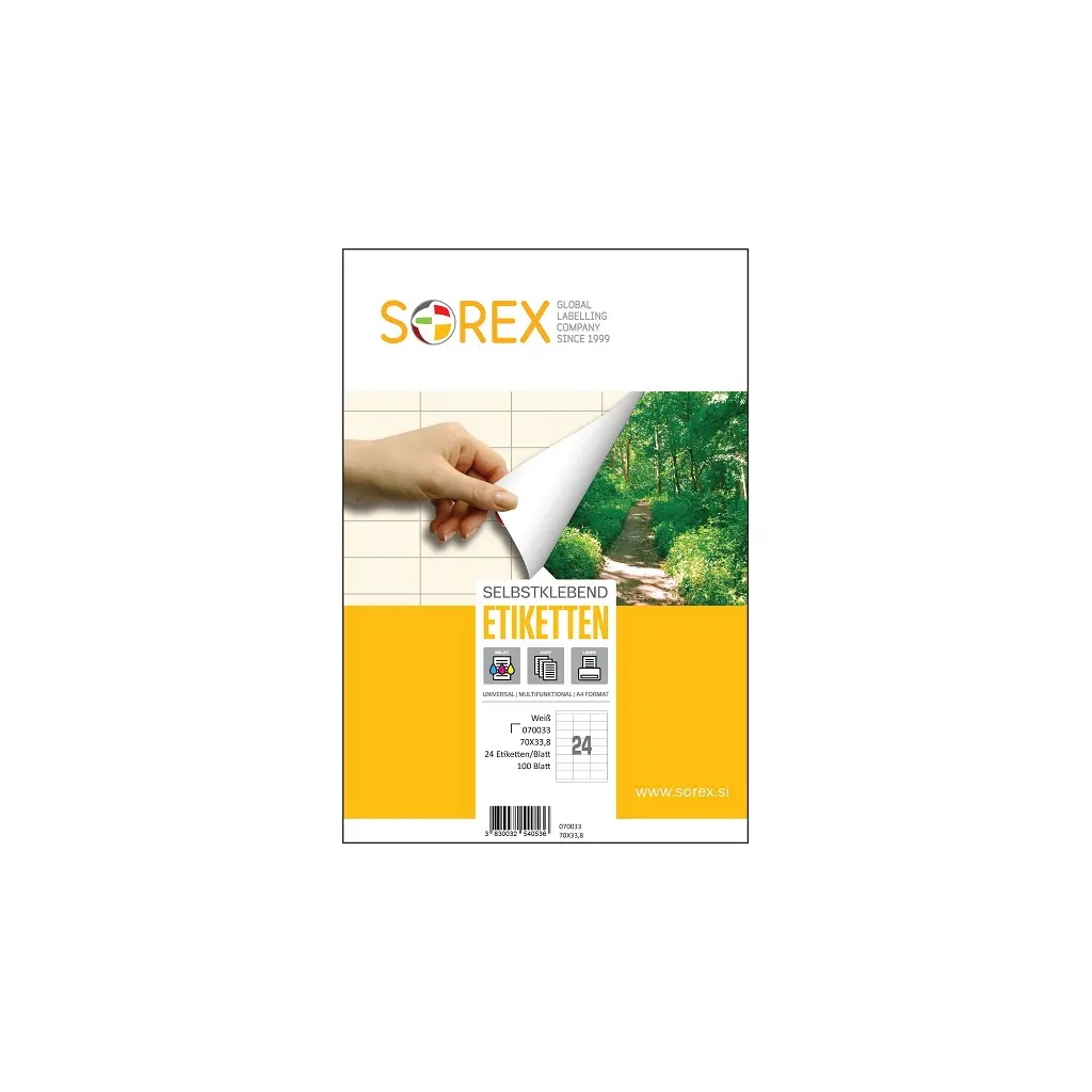 Etiketa laser/inkjet/copy  70,0x33,8 Sorex 100/1-1