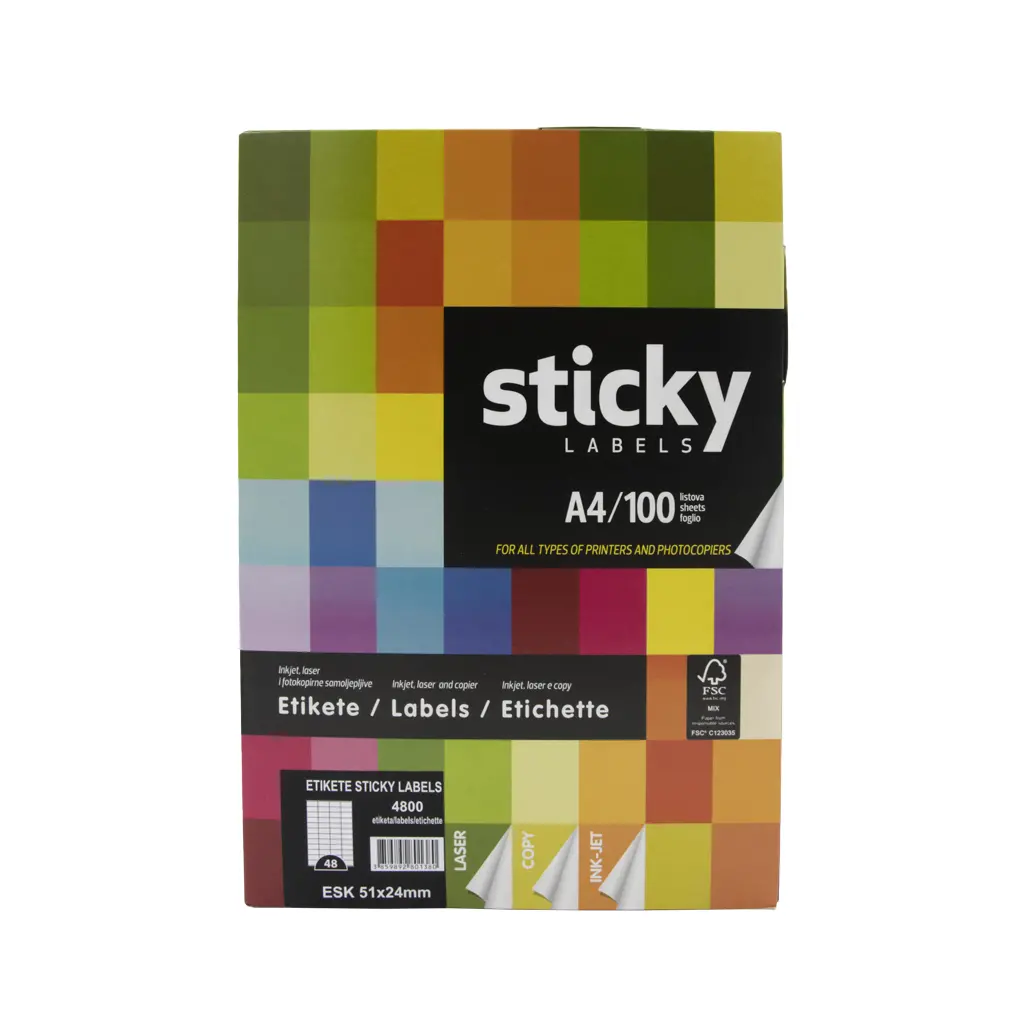 Etiketa laser/inkjet/copy  51,0x24,0 Sticky 100/1-0