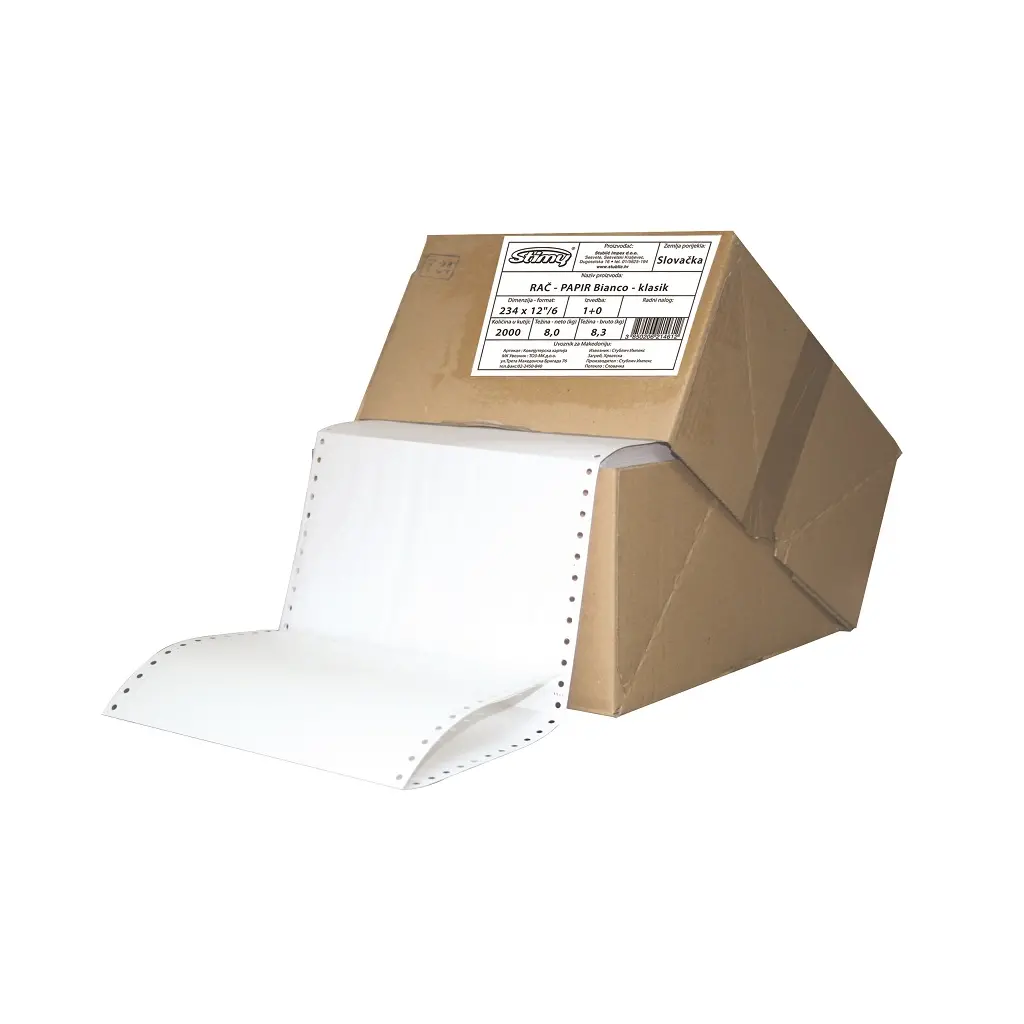 Papir računalniški 234x12/6 1+0 bianco Stimy-0