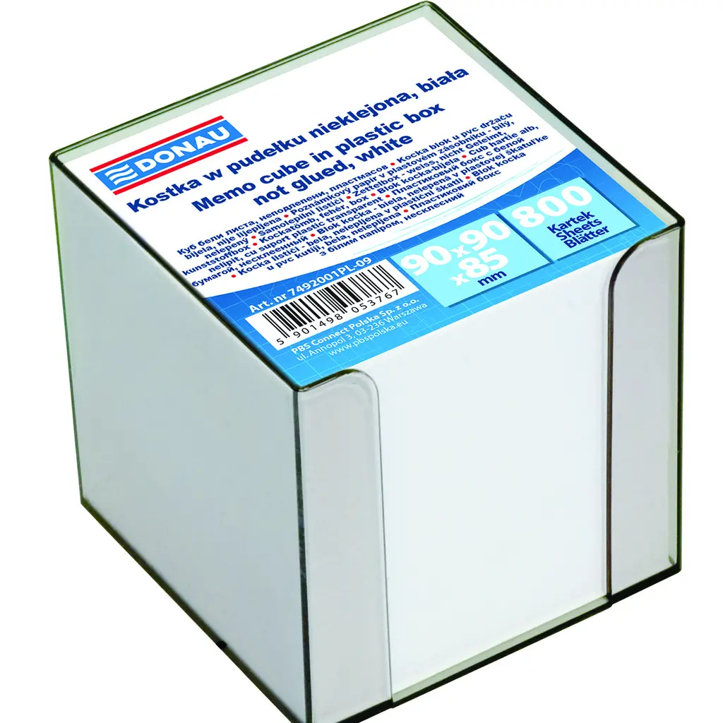 Kocka PVC s papirjem  9,5x9,5x9,5cm Donau 7492001PL-09 bela papir-0