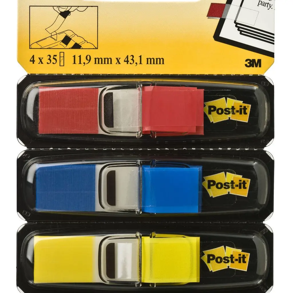 Zastavica 43,1x11,9mm 4x35 listov film polprozoren 3M 683-4  4 barve-0