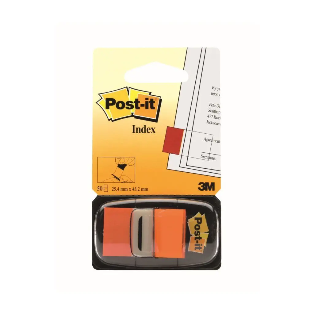 Zastavica 25,4x43,2mm 50 listov film polprozoren 3M 680-4 oranžna-0