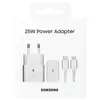 Adapter za napajanje SAMSUNG - hišni polnilec Type-C 25W hitri GaN + kabel Type-C, bel, BLISTER-1