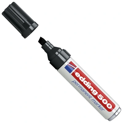 Marker permanentni 2-7mm Edding 500 prirezana konica črn Marker permanentni 2-7mm Edding 500 prirezana konica črn