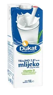 Mleko DUKAT tetrapak 2,8%mm 1,0L s pokrovčkom