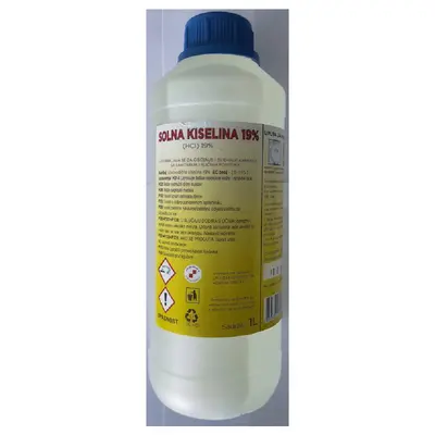 Solna kislina 19% sredstvo za odstranjevanje vodnega kamna 1000ml Solna kislina 19% sredstvo za odstranjevanje vodnega kamna 1000ml