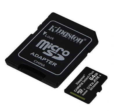 Spominska kartica Micro Secure Digital 64GB KINGSTON Class10 Canvas Select+ Ad Spominska kartica Micro Secure Digital 64GB KINGSTON Class10 Canvas Select+ Ad