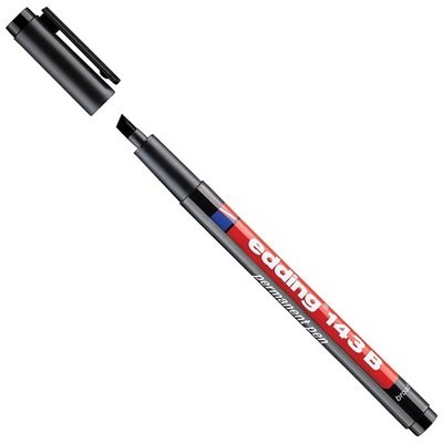 Marker permanentni 1-3mm Edding 143 B prirezana konica črn Marker permanentni 1-3mm Edding 143 B prirezana konica črn