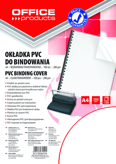 Platnice za spiralno vezavo PVC A4 200mic 100/1 prozorne Platnice za spiralno vezavo PVC A4 200mic 100/1 prozorne