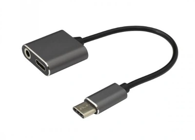 Adapter USB tip C-M <=> tip C-M + 3.5mm Ž - SBOX Adapter USB tip C-M <=> tip C-M + 3.5mm Ž - SBOX