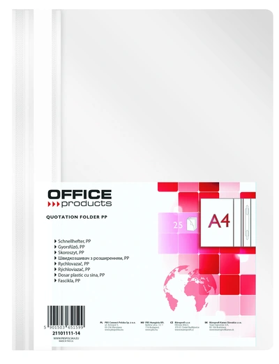 Mapa s plastično sponko A4 Office products 1/1 bela Mapa s plastično sponko A4 Office products 1/1 bela