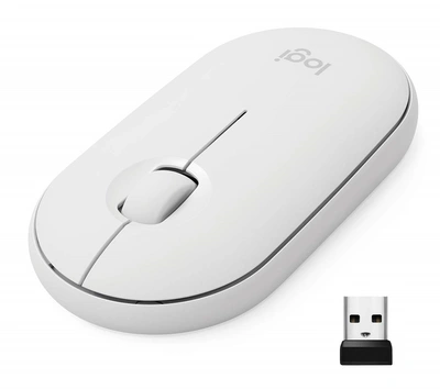 Miška LOGITECH M350 Pebble Wireless & Bluetooth Silent - White Miška LOGITECH M350 Pebble Wireless & Bluetooth Silent - White