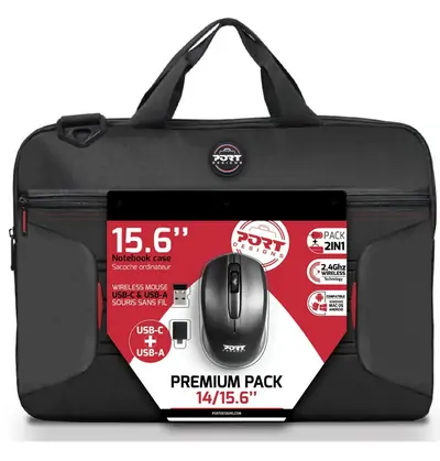 Torba PORT za notebook 17.3" premium pack + brezžična miška, črna