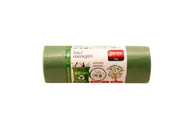 Vrečke za smeti 60L 60x80cm 15/1 LDPE Zorex zelene za steklo Vrečke za smeti 60L 60x80cm 15/1 LDPE Zorex zelene za steklo