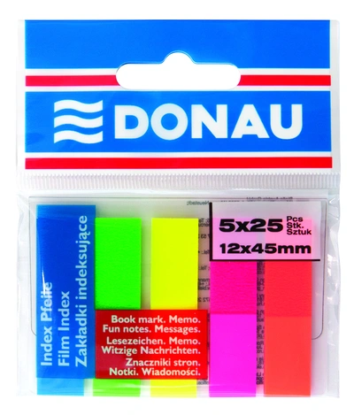 Zastavica 45x12mm 5x25 listov film polprozoren Donau 5 barv Zastavica 45x12mm 5x25 listov film polprozoren Donau 5 barv