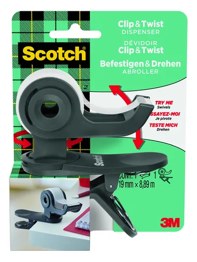 Stojalo za selotejp Clip&Twist Dispenser 19/33 Scotch C-19 temno siv Stojalo za selotejp Clip&Twist Dispenser 19/33 Scotch C-19 temno siv