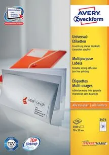Etiketa laser/inkjet/copy 70,0x37,0 Zweckform L3474 100/1 Etiketa laser/inkjet/copy 70,0x37,0 Zweckform L3474 100/1