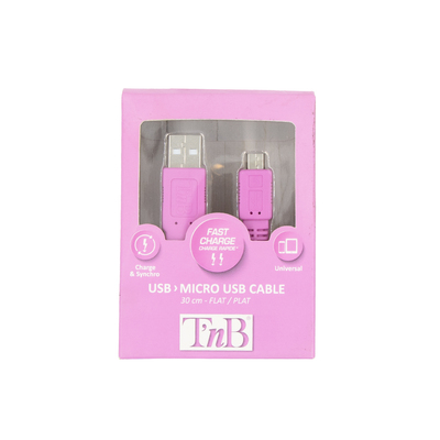 Kabel USB tip A-M<=>USB tip micro B-M 0.3m Pink - T'nB Kabel USB tip A-M<=>USB tip micro B-M 0.3m Pink - T'nB