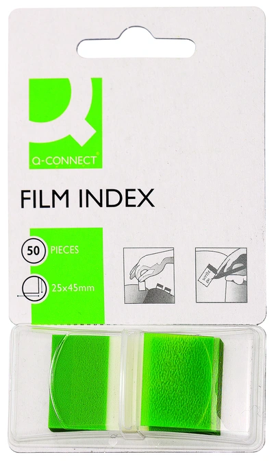 Samolepilni lističi 25x43mm 50 listov film polprozoren Q-Connect KF03635 zeleni Samolepilni lističi 25x43mm 50 listov film polprozoren Q-Connect KF03635 zeleni