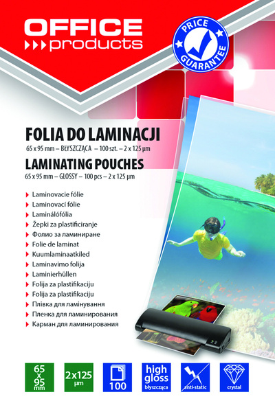 Žepki za plastificiranje 65x95mm 125mic 100/1 sijaj Office products Žepki za plastificiranje 65x95mm 125mic 100/1 sijaj Office products