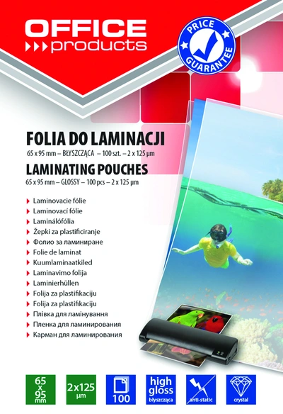 Žepki za plastificiranje 65x95mm 125mic 100/1 sijaj Office products Žepki za plastificiranje 65x95mm 125mic 100/1 sijaj Office products